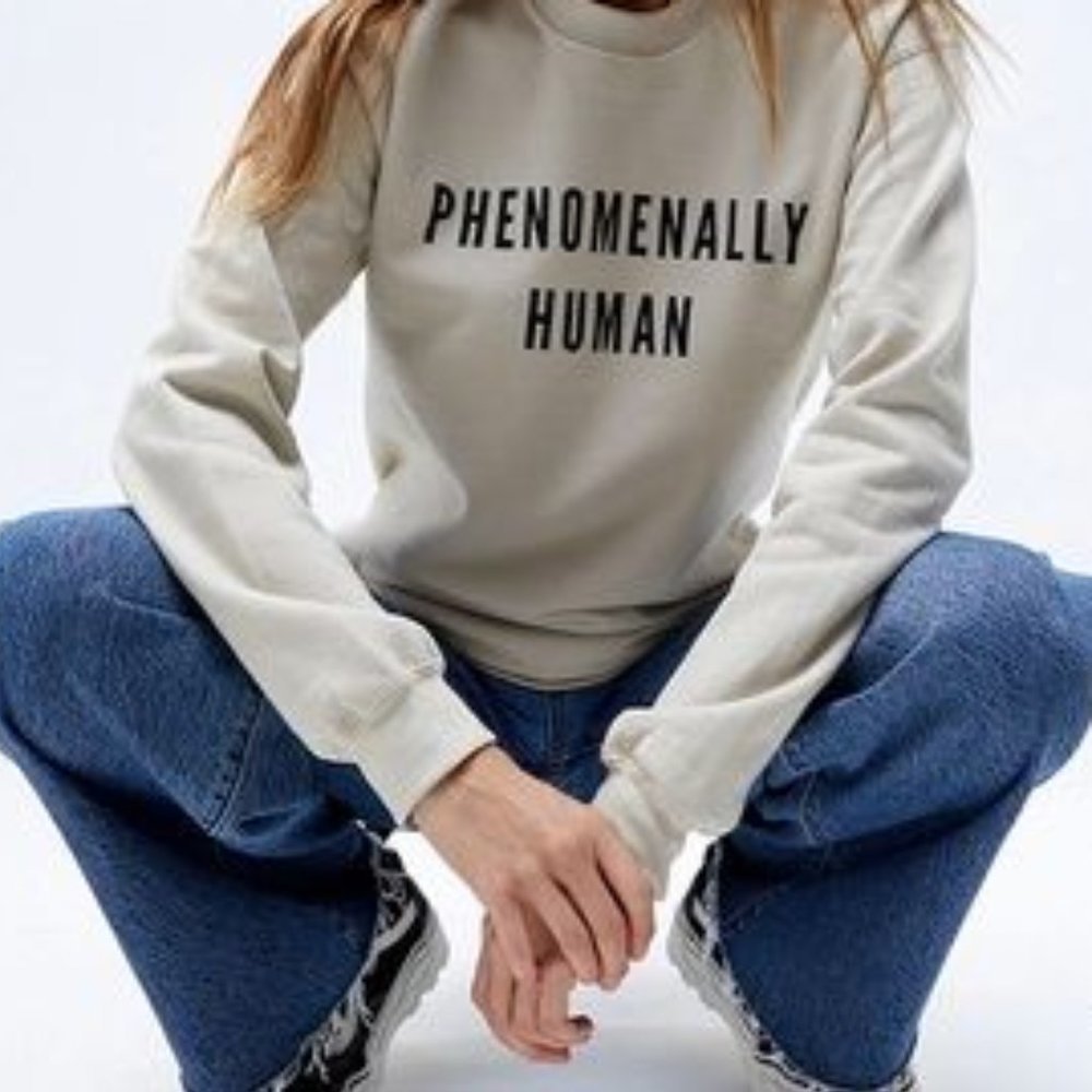 Phenomenally Human Crewneck Sweatshirt in White